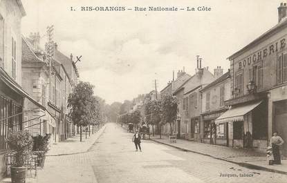 CPA FRANCE 91 " Ris Orangis, Rue nationale"