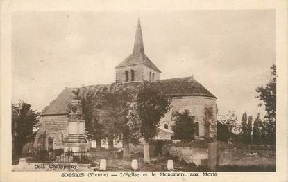 CPA FRANCE 86 " Sossais, L'église et le monument aux morts"