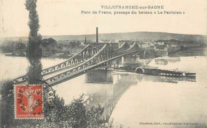 CPA FRANCE 69 " Villefranche sur Saône, Pont de Frans, passage du Bâteau Le Parisien"