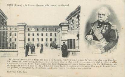 CPA FRANCE 89 " Sens, La Caserne Gemeau et le Portrait du Général"