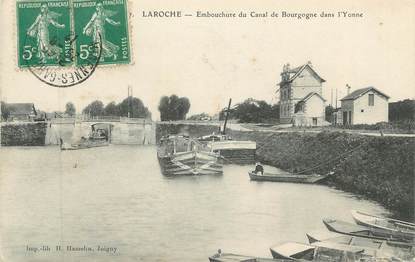 CPA FRANCE 89 "Laroche, Embouchure du Canal de Bourgogne" / PENICHE
