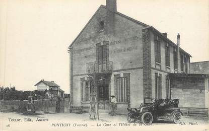 CPA FRANCE 89 " Pontigny, La Gare et l'Hôtel de la Gare"