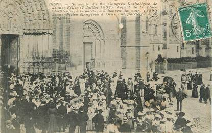CPA FRANCE 89 " Sens, 2ème Congrés Catholique de Jeunes Filles en 1907"