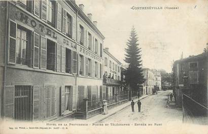 CPA FRANCE 88 " Contrexéville, Hôtel de la Providence, Postes et télégraphes, Entrée du parc"