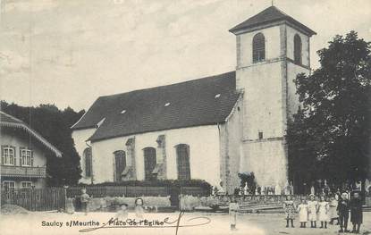 CPA FRANCE 88 " Saulcy sur Meurthe, Place de l'église"