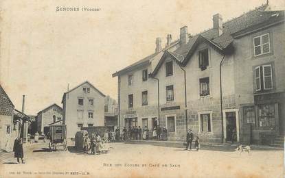 CPA FRANCE 88 " Senones, Rue des Ecoles et Café de Salm"