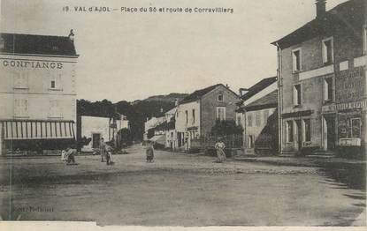 CPA FRANCE 88 " Le Val d'Ajol, Place du So et Route de Corravillers"'