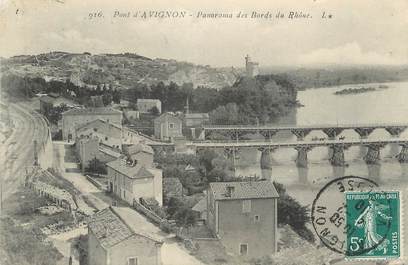 CPA FRANCE 84 " Avignon, Le pont, Panorama des bords du Rhône"