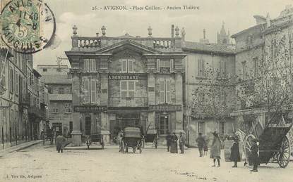 CPA FRANCE 84 " Avignon, La Place Crillon, Ancien théâtre"