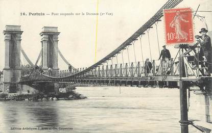 CPA FRANCE 84 "Pertuis, Pont suspendu sur la Durance"