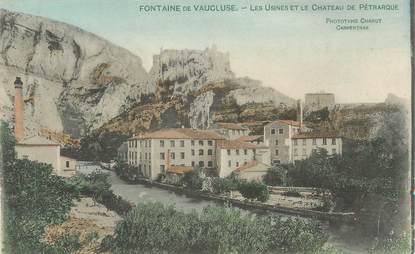 CPA FRANCE 84 " Fontaine de Vaucluse, Les usines et le Château de Pétrarque"