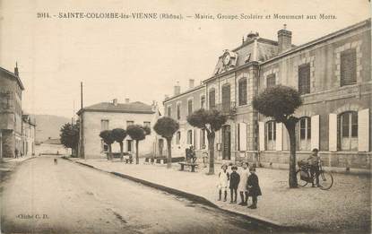 CPA FRANCE 69 " Ste Colombe les Vienne, Mairie, groupe scolaire et monument aux morts"'