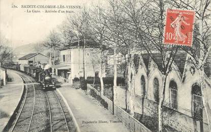 CPA FRANCE 69 " Ste Colombe les Vienne, Arrivé d'un train à la gare" / TRAIN