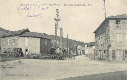 CPA FRANCE 69 " Ste Foy L'Argentière, Place de l'Isle et Route de Lyon"
