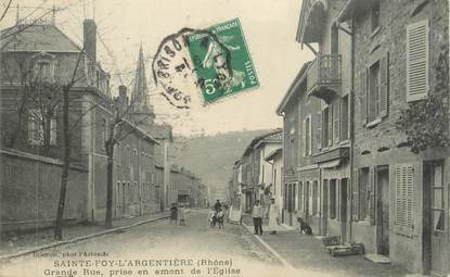 CPA FRANCE 69 " Ste Foy L'Argentière, Grande rue priise en amont de l'église"