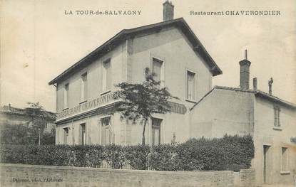 CPA FRANCE 69 " La Tour de Salvagny, Restaurant Chaverondier"