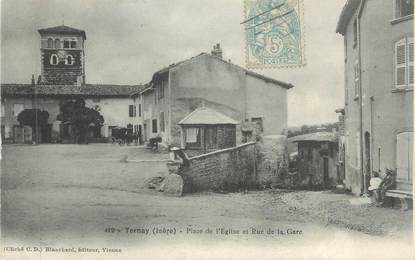 CPA FRANCE 69 " Ternay, La Place de l'Eglise et la Rue de la Gare"