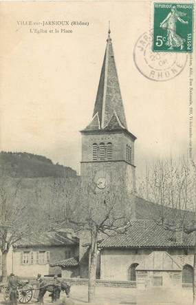 CPA FRANCE 69 " Ville sur Jarnioux, L'église et la place"