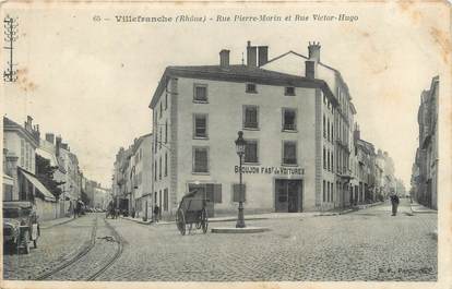 CPA FRANCE 69 " Villefranche sur Saône, Rue Pierre Morlin et Rue Victor Hugo"