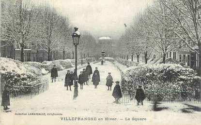 CPA FRANCE 69 " Villefranche sur Saône, Le square en hiver"