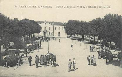 CPA FRANCE 69 " Villefranche sur Saône, Place Claude Bernard, foire aux chevaux"