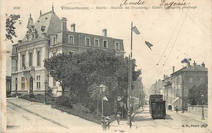 CPA FRANCE 69 " Villeurbanne, Mairie, Station du Tramway, Cours Lafayette "