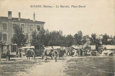 CPA FRANCE 69 " St Fons, Le marché Place Durel"