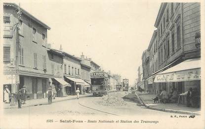 CPA FRANCE 69 " St Fons, Route Nationale et Station des Tramways" / TRAMWAY