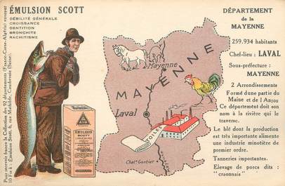 CPA FRANCE 53 " Carte géographique de la Mayenne"