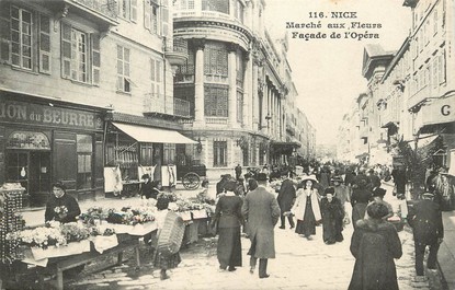 / CPA FRANCE 06 "Nice,le marché aux fleurs, façade de l'opéra"