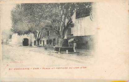 CPA FRANCE 83 " St Zacharie, Place et Fontaine du Lion d'Or"