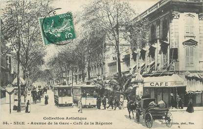 / CPA FRANCE 06 "Nice, av de la gare, café de la Régence" / TRAM