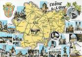 71 SaÔne Et Loire CPSM FRANCE 71 " Carte géographique de la Saône et Loire"