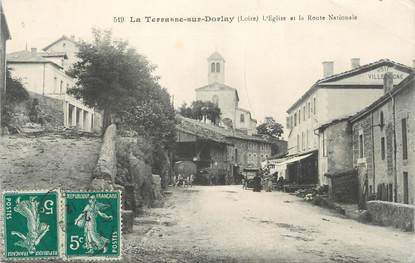 CPA FRANCE 42 " La Terrasse sur Dorlay, L'église et la route nationale"