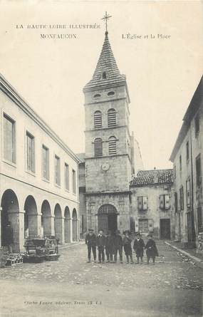 CPA FRANCE 43 " Monfaucon en Velay, L'église et la place"