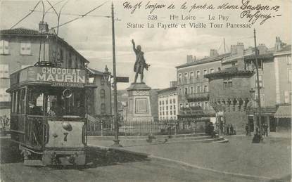CPA FRANCE 43 " Le Puy en Velay, Statue La Fayette et vieille tour Pannesac" / TRAMWAY