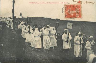 CPA FRANCE 43 " Tence, La procession du Jeudi Saint"