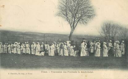 CPA FRANCE 43 " Tence, La procession des pénitents le Jeudi Saint"