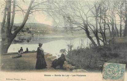 CPA FRANCE 83 " Besse, Les bords du lac, les platanes"