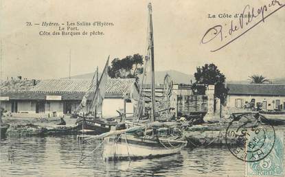 CPA FRANCE 83 "Hyères, Les Salins, le port et les barques de pêche"