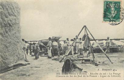 CPA FRANCE 83 "Les Salins d'Hyères, La récolte du sel, le pesage'