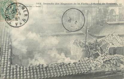CPA FRANCE 83 " Toulon, Incendie des Magasins de la Flotte"