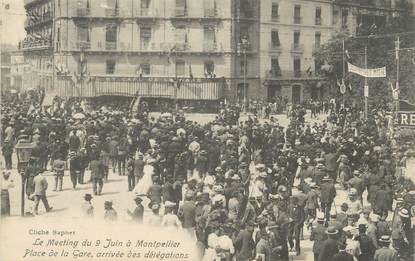 CPA FRANCE 34 " Montpellier, Le meeting du 09 juin, arrivée des délégations Place de la Gare"