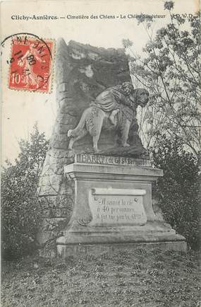 / CPA FRANCE 92 "Asnières, le cimetière des chiens, le chien sauveteur"