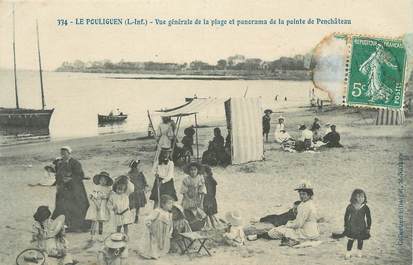 CPA FRANCE 44 " Le Pouliguen, Vue générale de la plage et panorama de la pointe de Penchâteau"