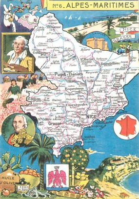 / CPSM FRANCE 06 "Alpes Maritimes" / CARTE GEOGRAPHIQUE