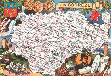 / CPSM FRANCE 19 "Correze" / CARTE  GEOGRAPHIQUE