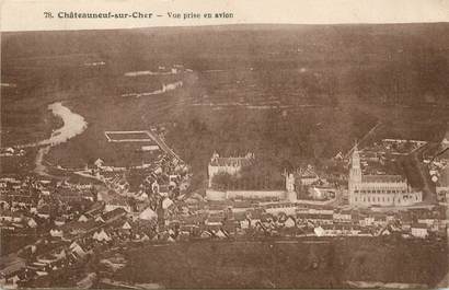 / CPA FRANCE 18 "Chateauneuf sur Cher, vue prise en avion"