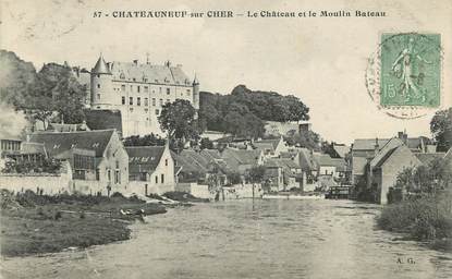 / CPA FRANCE 18 "Chateauneuf sur Cher, le château et le moulin Bateau"
