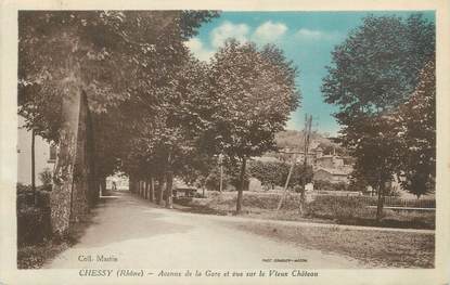 CPA FRANCE 69 " Chessy, Avenue de la gare et vue sur le vieux château"